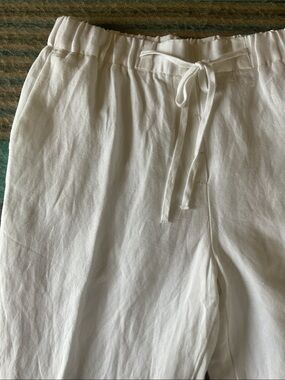 Boston Proper White Casual Linen Pant